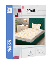 KLOTTHE Yellow Floral 300 TC Single Bedsheet with 1 Pillow Covers