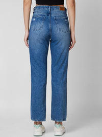 SPYKAR Women Straight Fit High-Rise Mildly Distressed Light Fade Stretchable Jeans