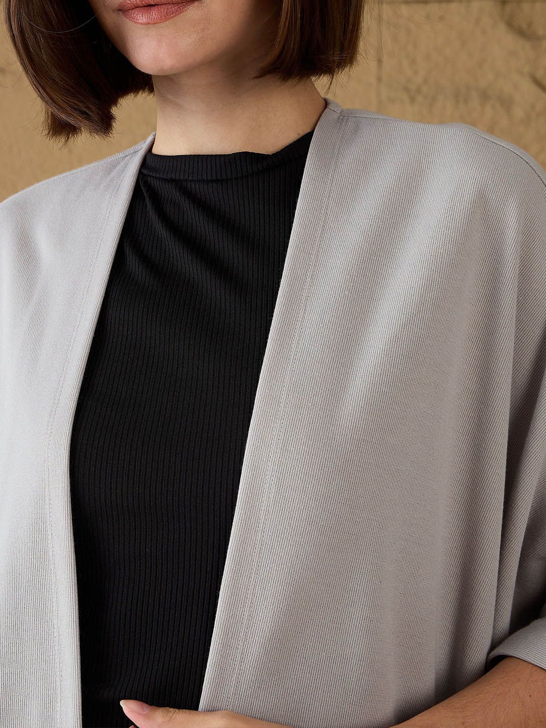 SASSAFRAS Open Front Kimono Sleeves Shrug