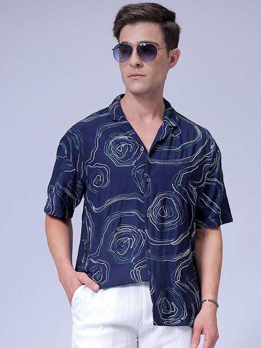 The Indian Garage Co Men Relaxed Fit Embroidery Resortwear Shirt