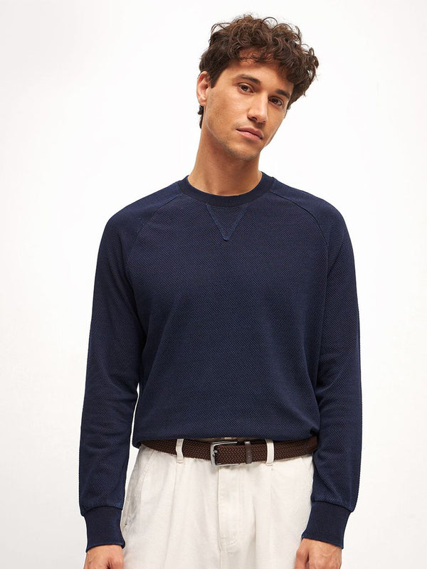 THE BEAR HOUSE Men Crew Neck Self-Design Pullover Sweater