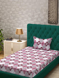 KLOTTHE Pink Geometric Cotton Single Bedsheets