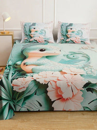 KLOTTHE Green 300 TC King Bedsheet with 2 Pillow Covers