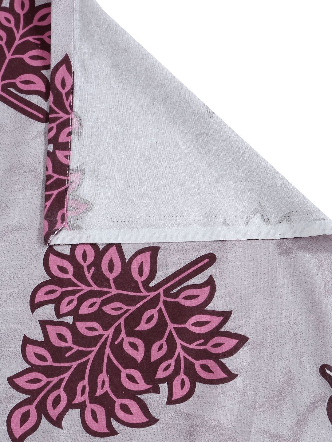 KLOTTHE Purple Leaf Cotton 400 TC King Fine Bedsheet with 2 Pillow Covers-98 x 89 inches