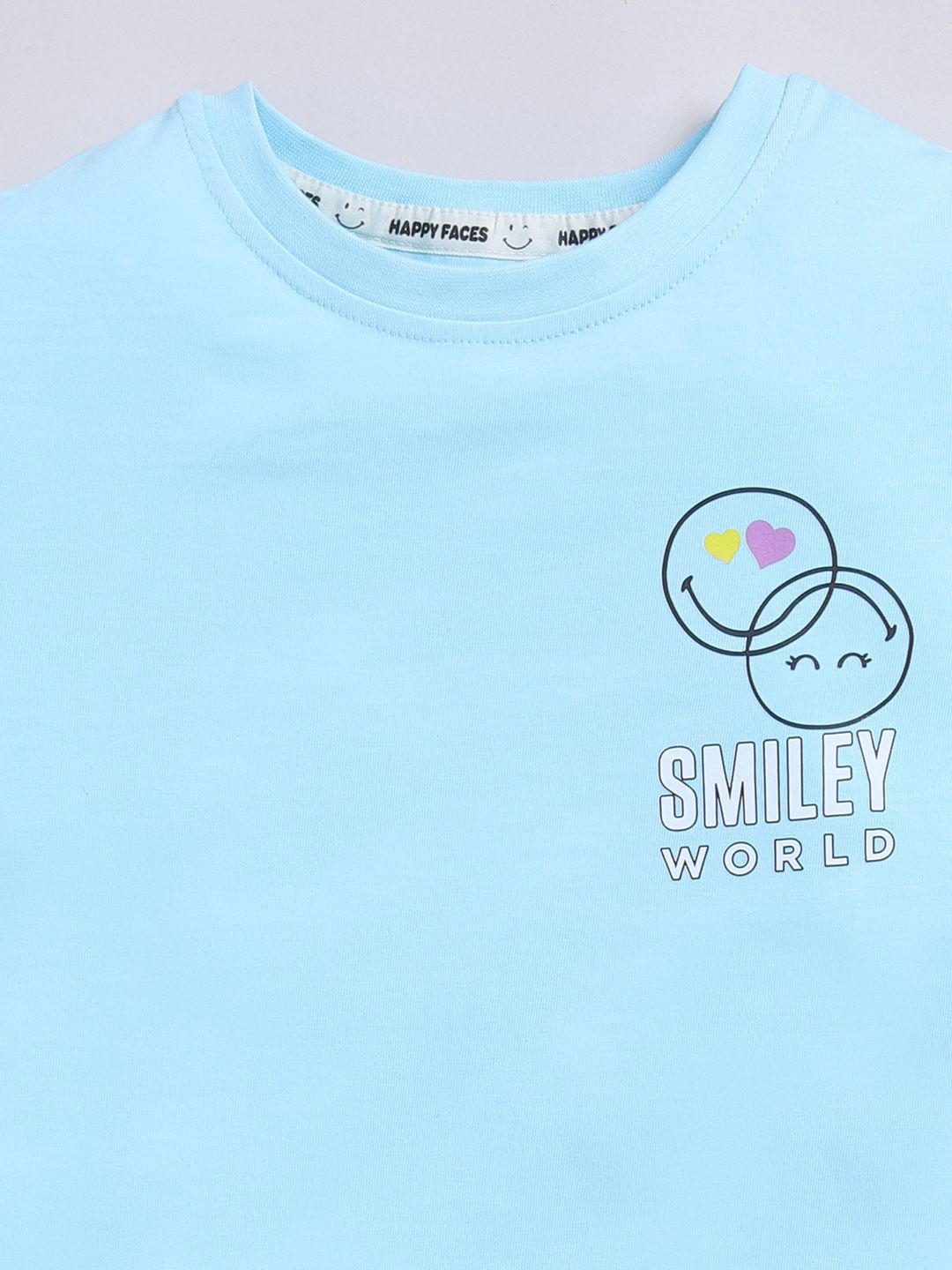 Happy Faces Girls Conversational Printed Pure Cotton Longline T-shirt