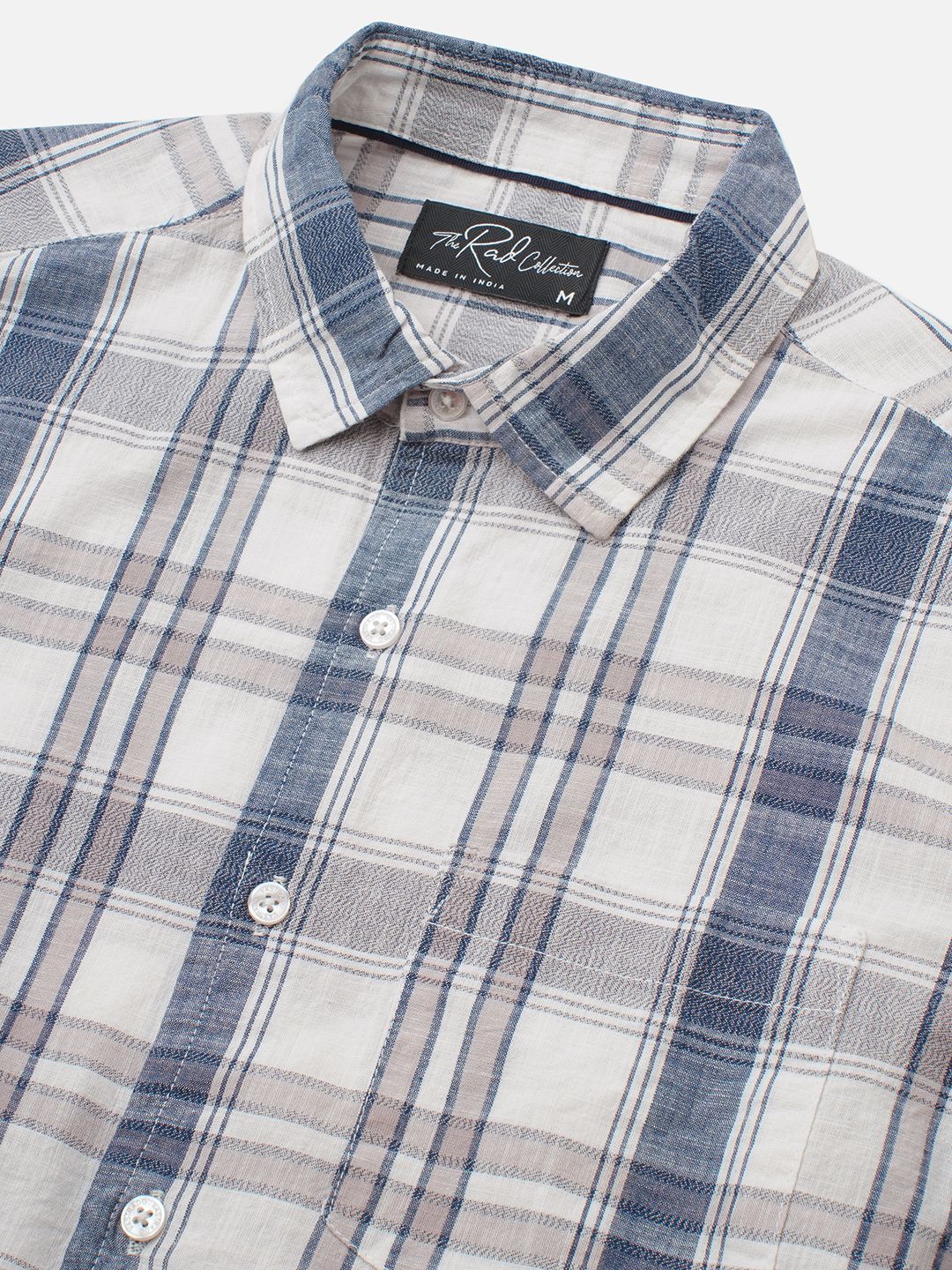 VASTRADO Men Classic Slim Fit Checked Cutaway Collar Cotton Casual Shirt