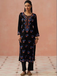 House of Chikankari Women Floral Embroidered Thread Work Indie Florals Kurta