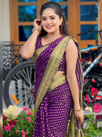 KALINI Woven Design Zari Saree With Unstiched Blouse Piece