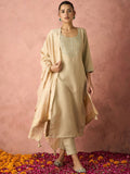 KALINI Ethnic Motifs Yoke Design Straight Thread Work Kurta with Trousers & Dupatta