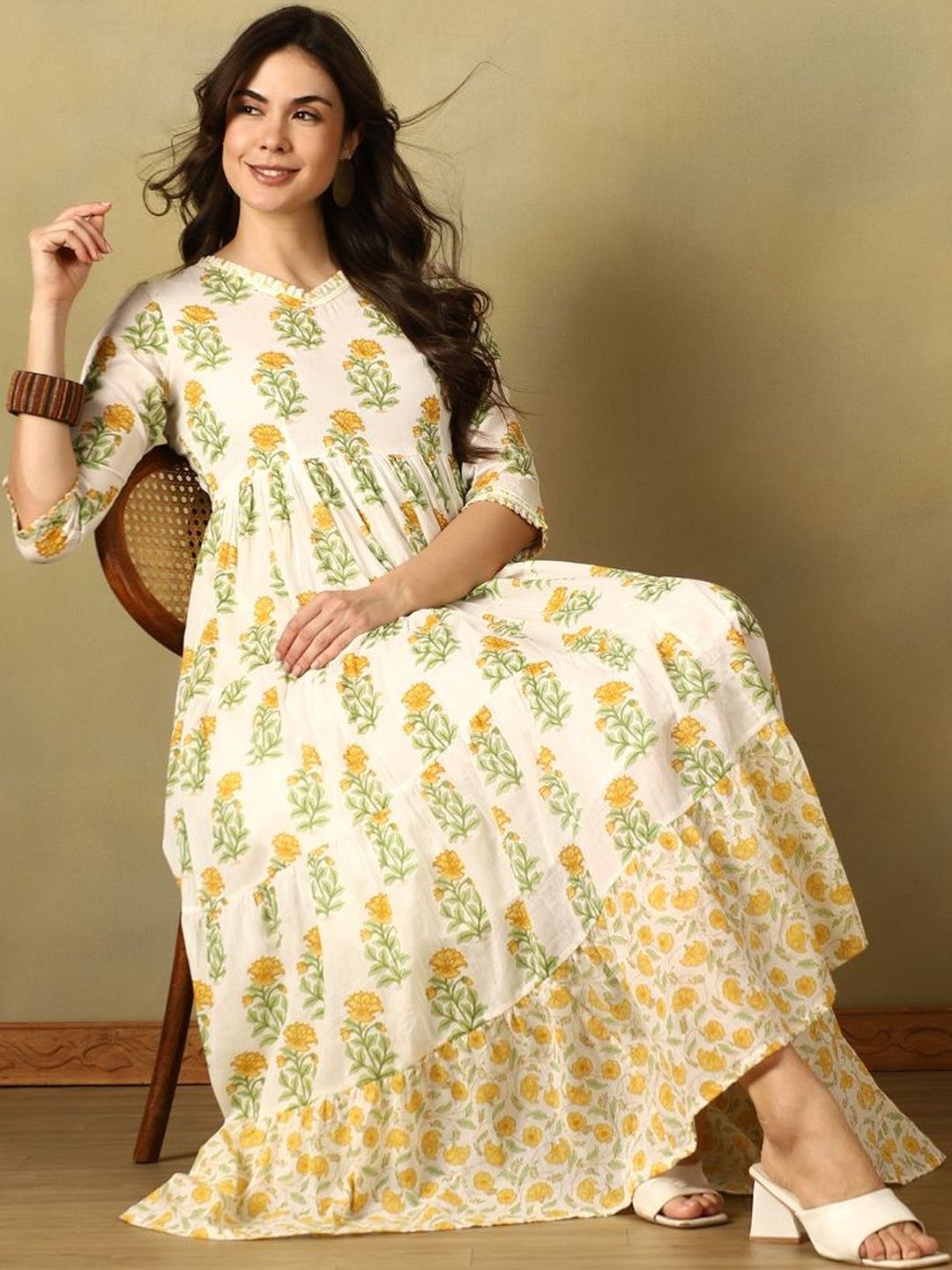 Mamicha Floral Print A-Line Maxi Dress