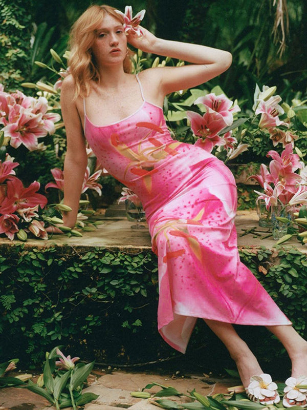 DressBerry Floral Print Bodycon Midi Dress