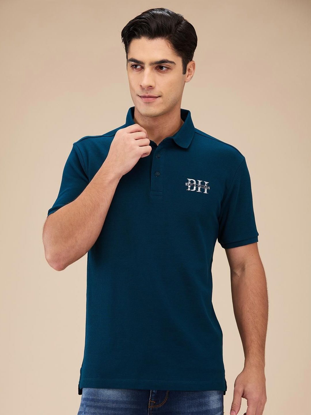 Being Human Men Self Design Polo Collar T-shirt