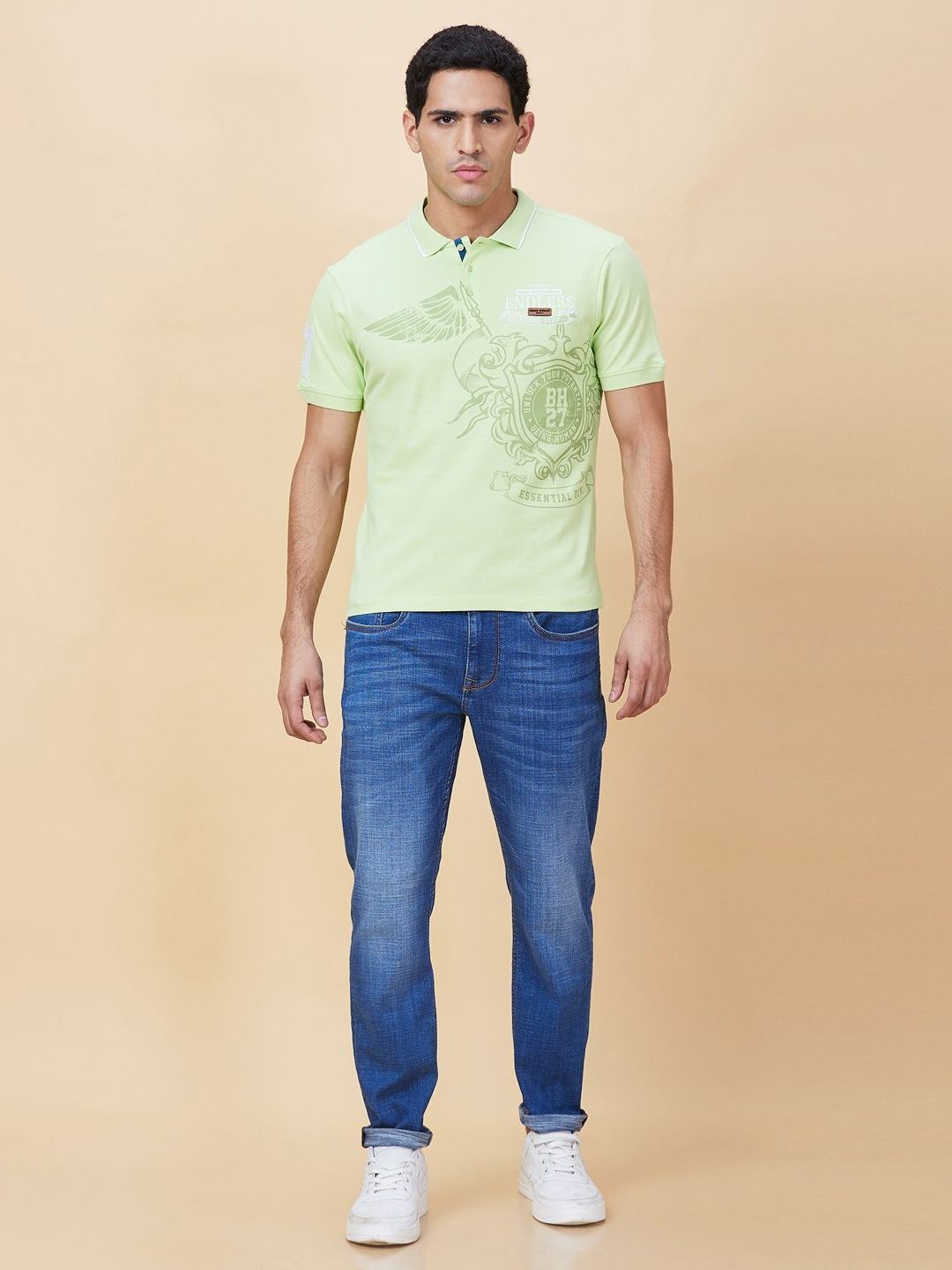 Being Human Men Typography Printed Polo Collar Pure Cotton Pockets T-shirt