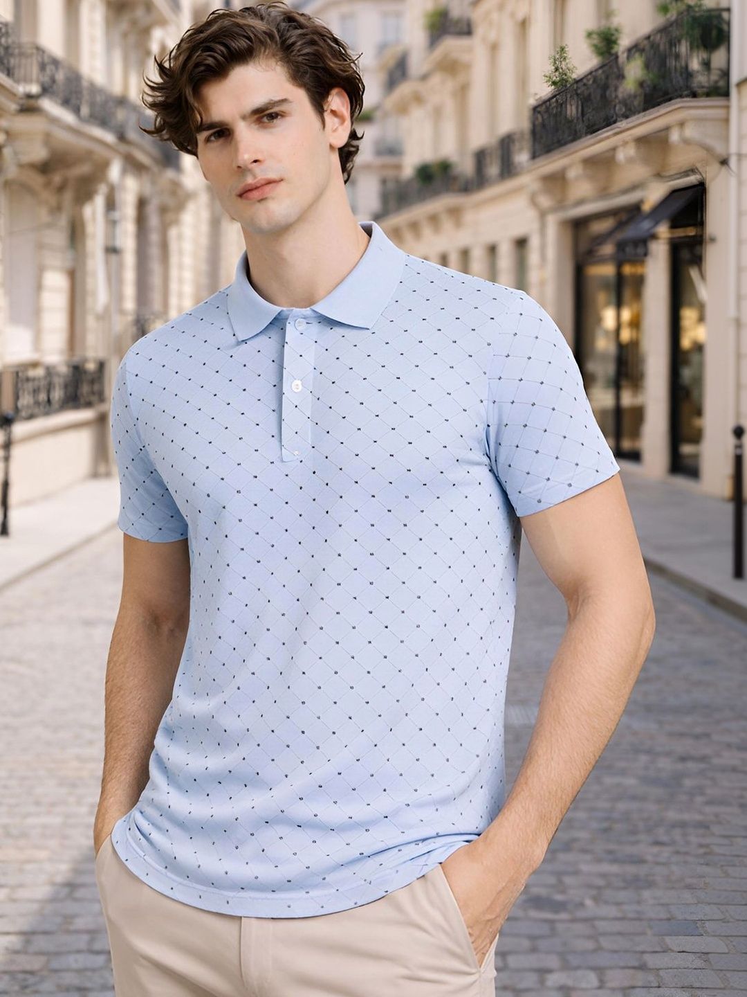 Baju-T Kolar Polo Bercetak ADRO Lelaki