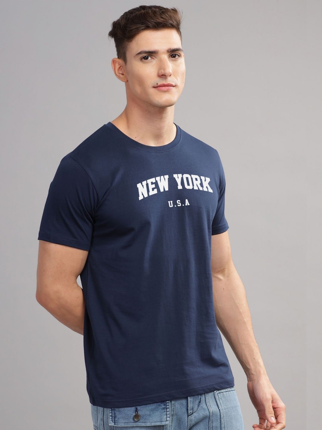 ADRO Men Typography Printed Applique T-shirt