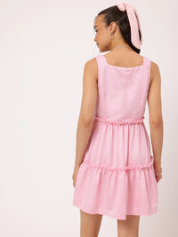 DressBerry Millennial Pink Tiered Mini Magic A-Line Dress