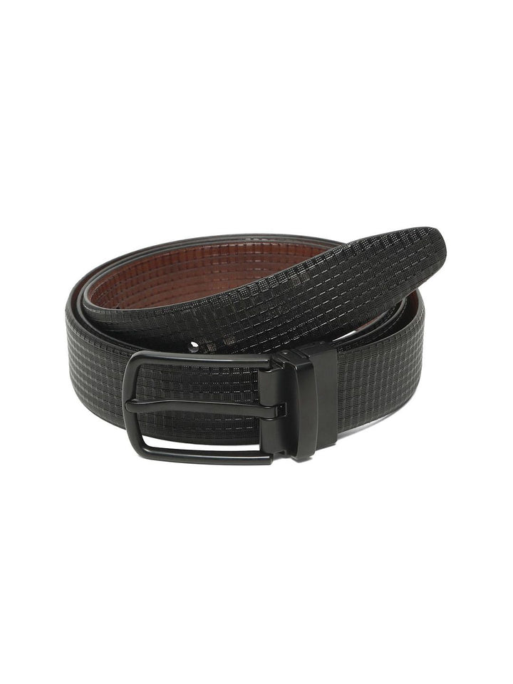 Teakwood Leathers Men Textured Leather Reversible Formal Belt