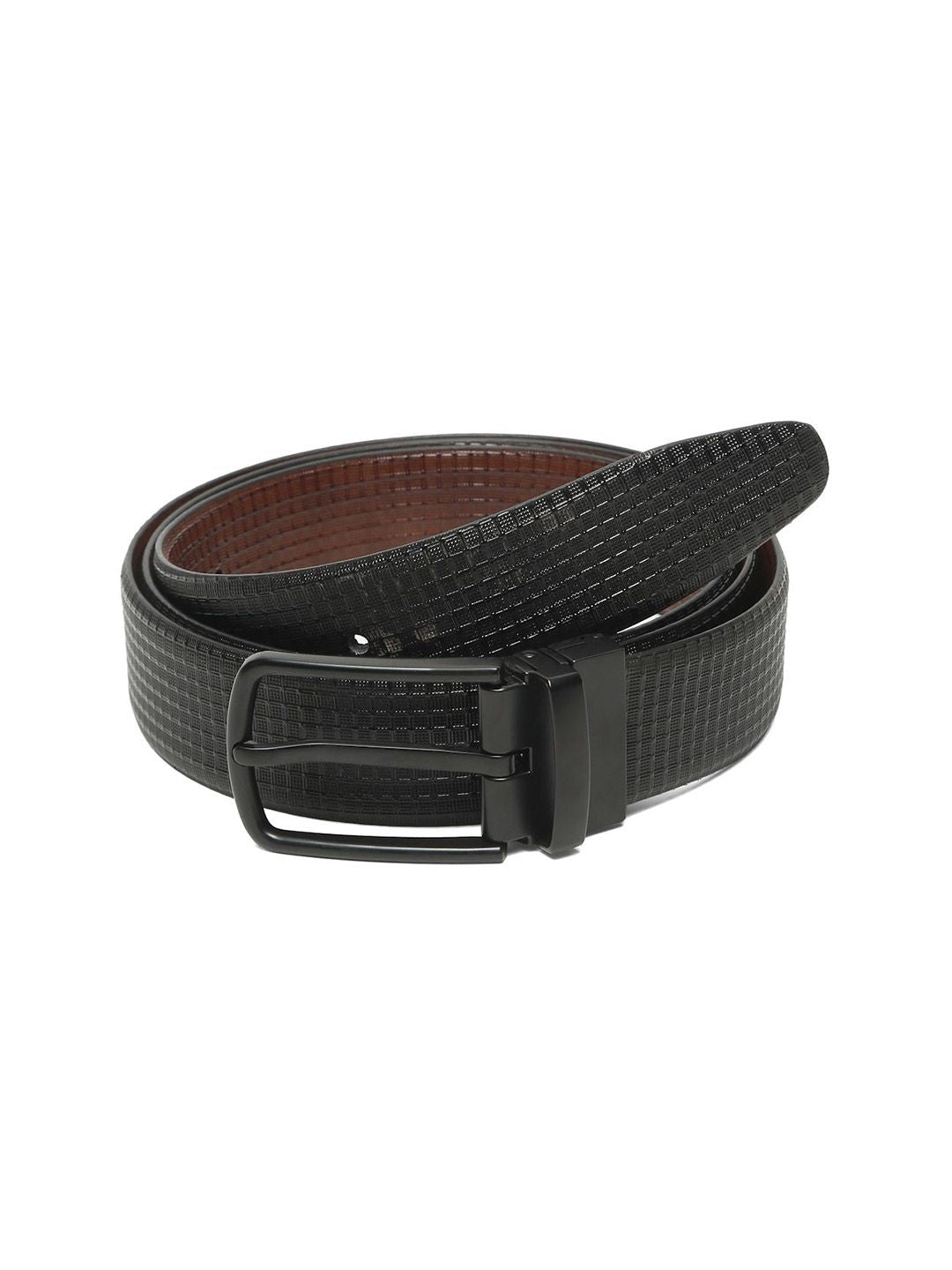 Teakwood Leathers Men Textured Leather Reversible Formal Belt