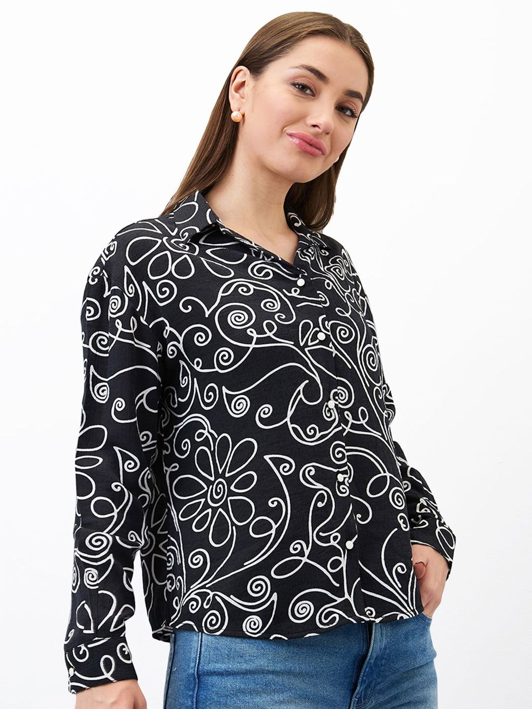 SPYKAR Women Printed Shirt Style Top