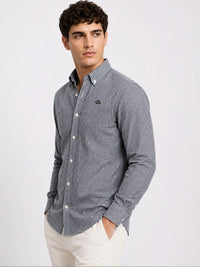 ADRO Men Black & White Mini Checked Regular Fit Casual Cotton Shirt