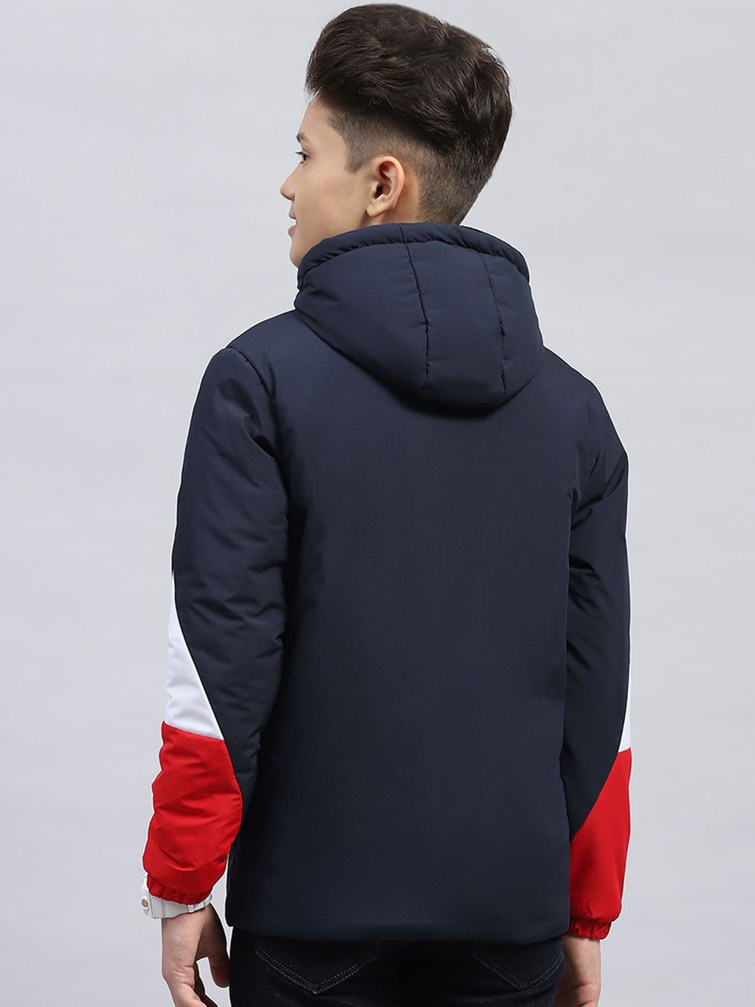 Monte Carlo Boys Hooded Typography Printed Casual Sporty Jacket