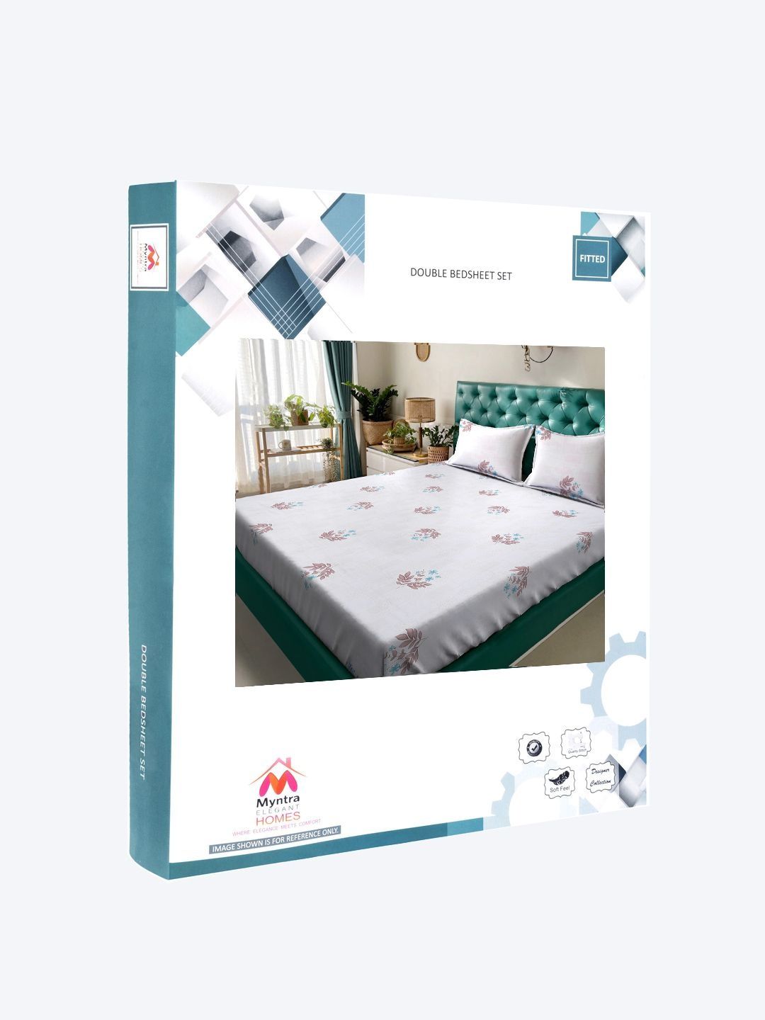 Myntra Elegant Homes White Floral 400 TC Cadar dengan 2 Sarung Bantal