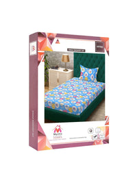 Myntra Elegant Homes Blue 400 TC Pure Cotton Single Fitted Bedsheet Set 2.25 m x 1.5 m