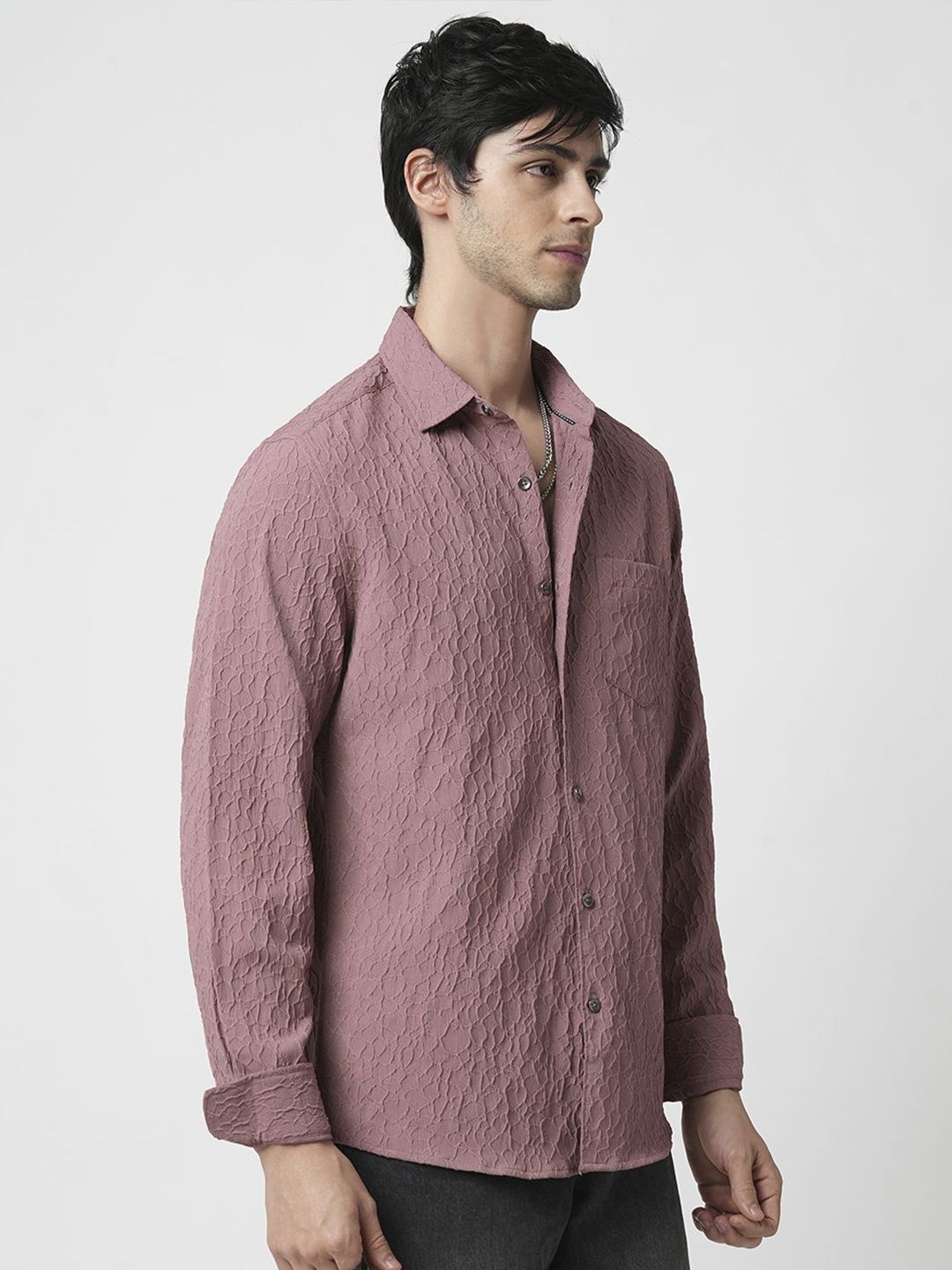VASTRADO Men Classic Spread Collar Solid Slim Fit Casual Shirt
