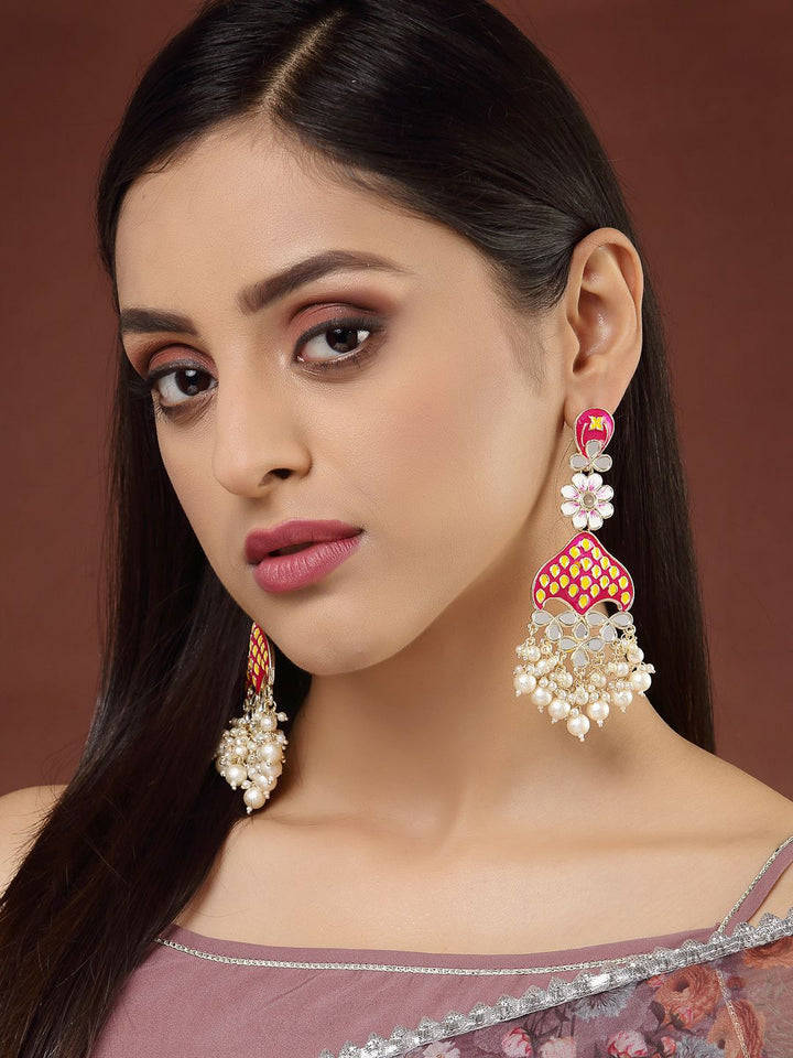 Anouk Gold Plated Cubic Zirconia Studded Contemporary Drop Earrings