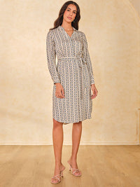AND Print A-Line Shirt Collar Printed Dress