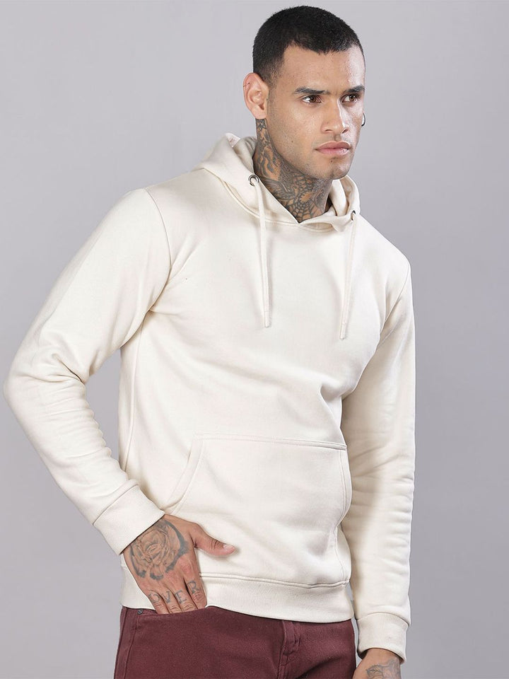 ADRO Men Solid Hood Cotton Pullover Sweatshirt