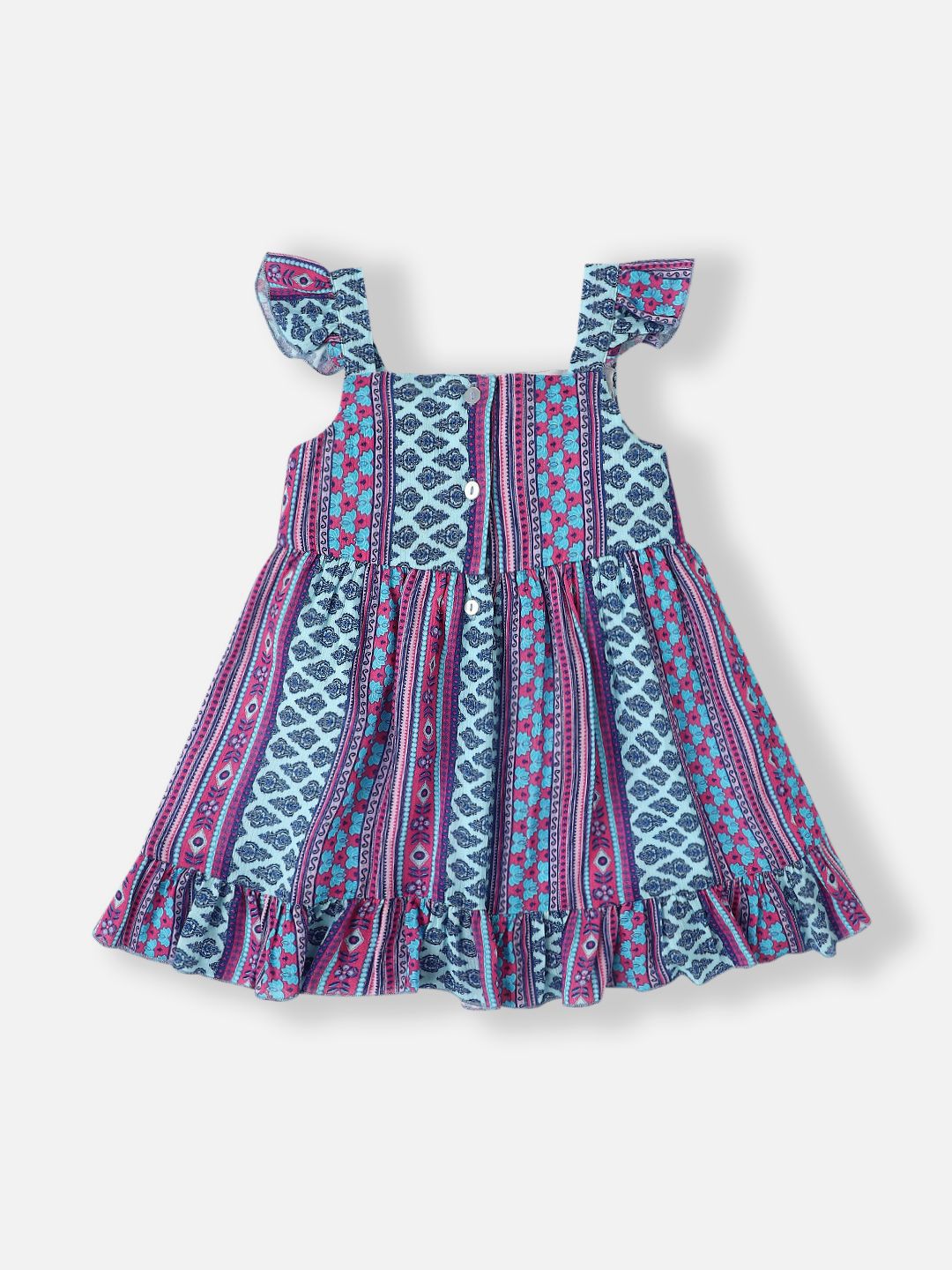 Nauti Nati Girls Ethnic Motifs Print Layered Fit & Flare Dress