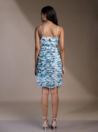 Mamicha Tie and Dye Print Crepe A-Line Dress