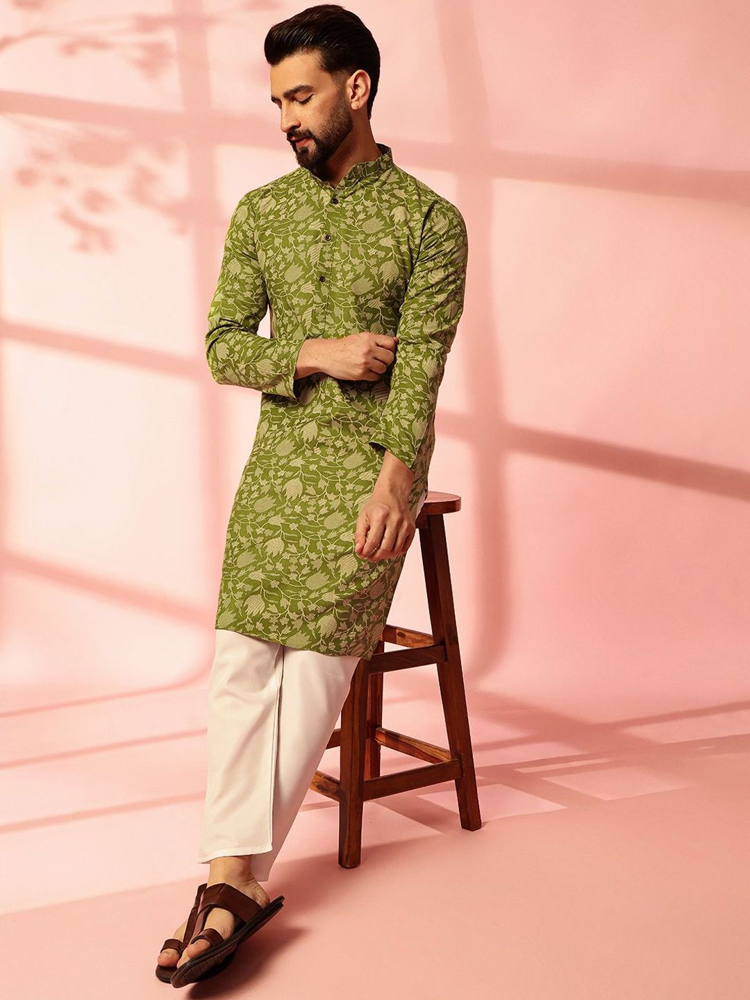 Anouk Men Floral Printed Regular Kurta with Pyjamas