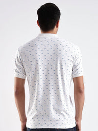 ADRO Conversational Printed Polo Collar Regular Fit Cotton T-shirt