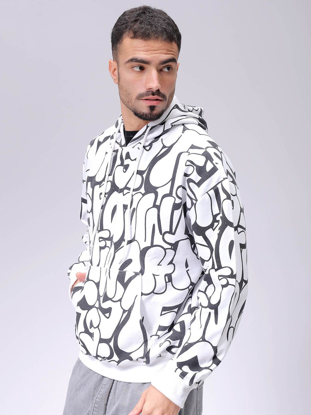 The Indian Garage Co Men Printed Hooded Sweatshirt