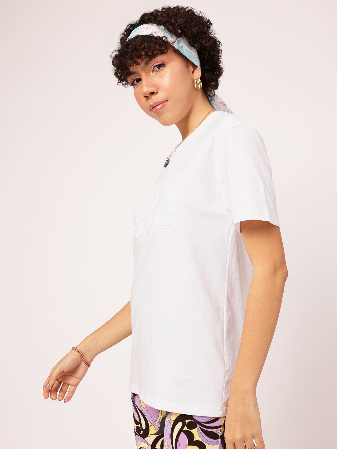 DressBerry Vibe Check Embossed Relaxed Fit T-shirt
