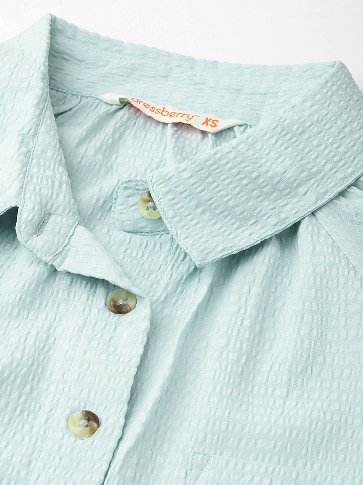 DressBerry Tranquil and Timeless Seersucker Relaxed Fit Shirt
