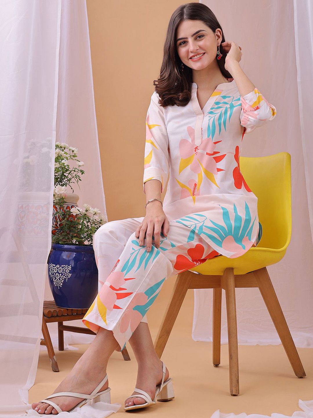 KALINI Printed Top With Trousers Co-Ords