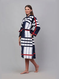 KLOTTHE Printed Woolen Bath Robe With Belt