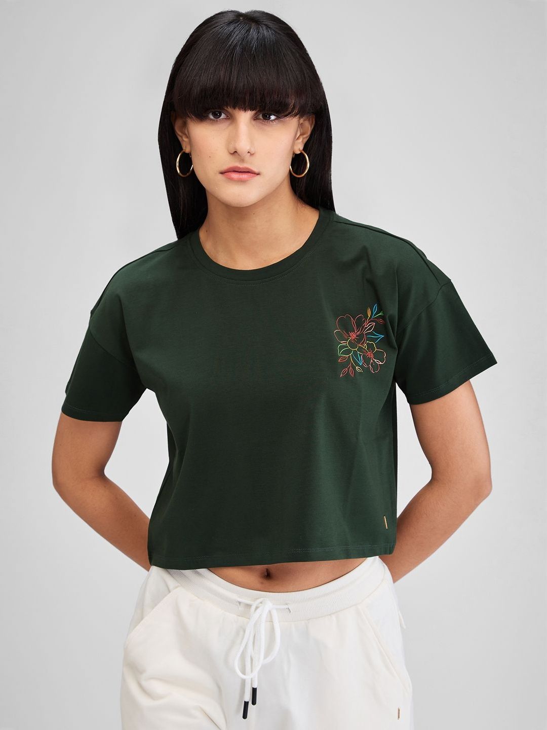 SPYKAR Women Applique Boxy T-shirt