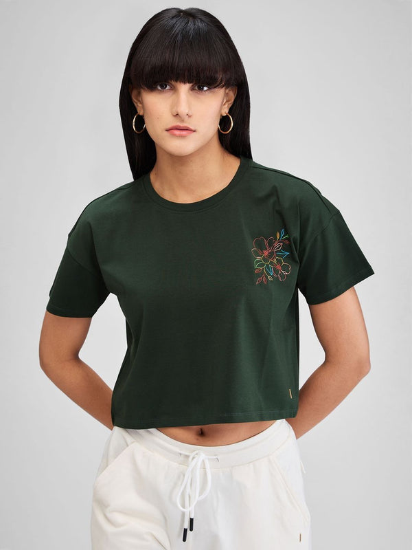 SPYKAR Women Applique Boxy T-shirt