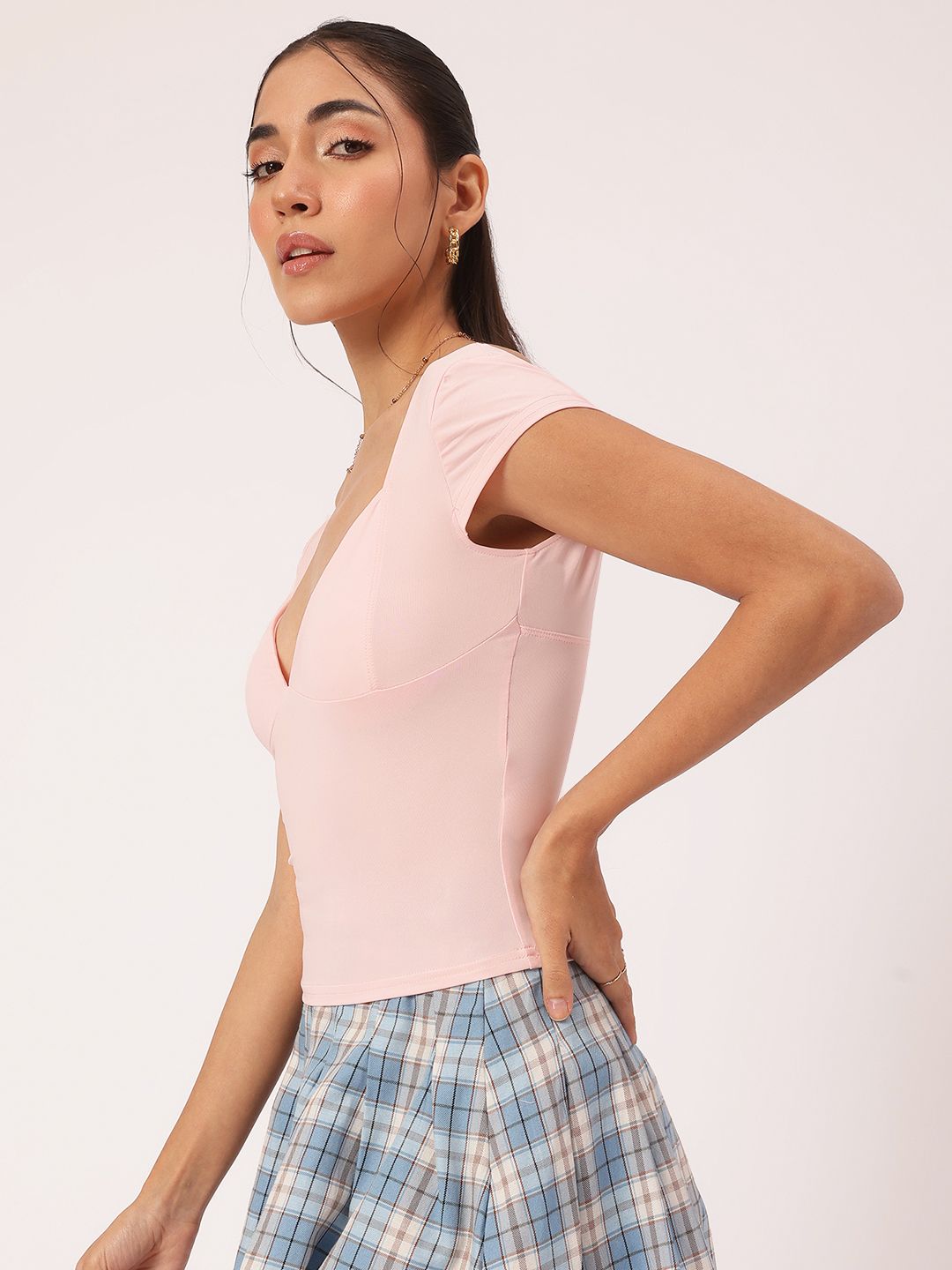 DressBerry Sickly Sweet Sweetheart Neck Fitted Top