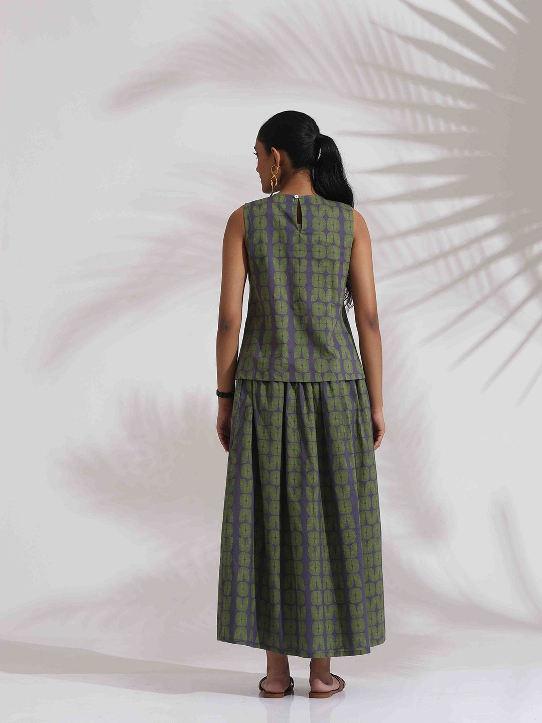 trueBrowns Geometric Printed Pure Cotton Top With Skirts