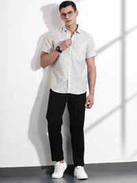 Thomas Scott Men Premium Slim Fit Gingham Checks Opaque Checked Casual Shirt