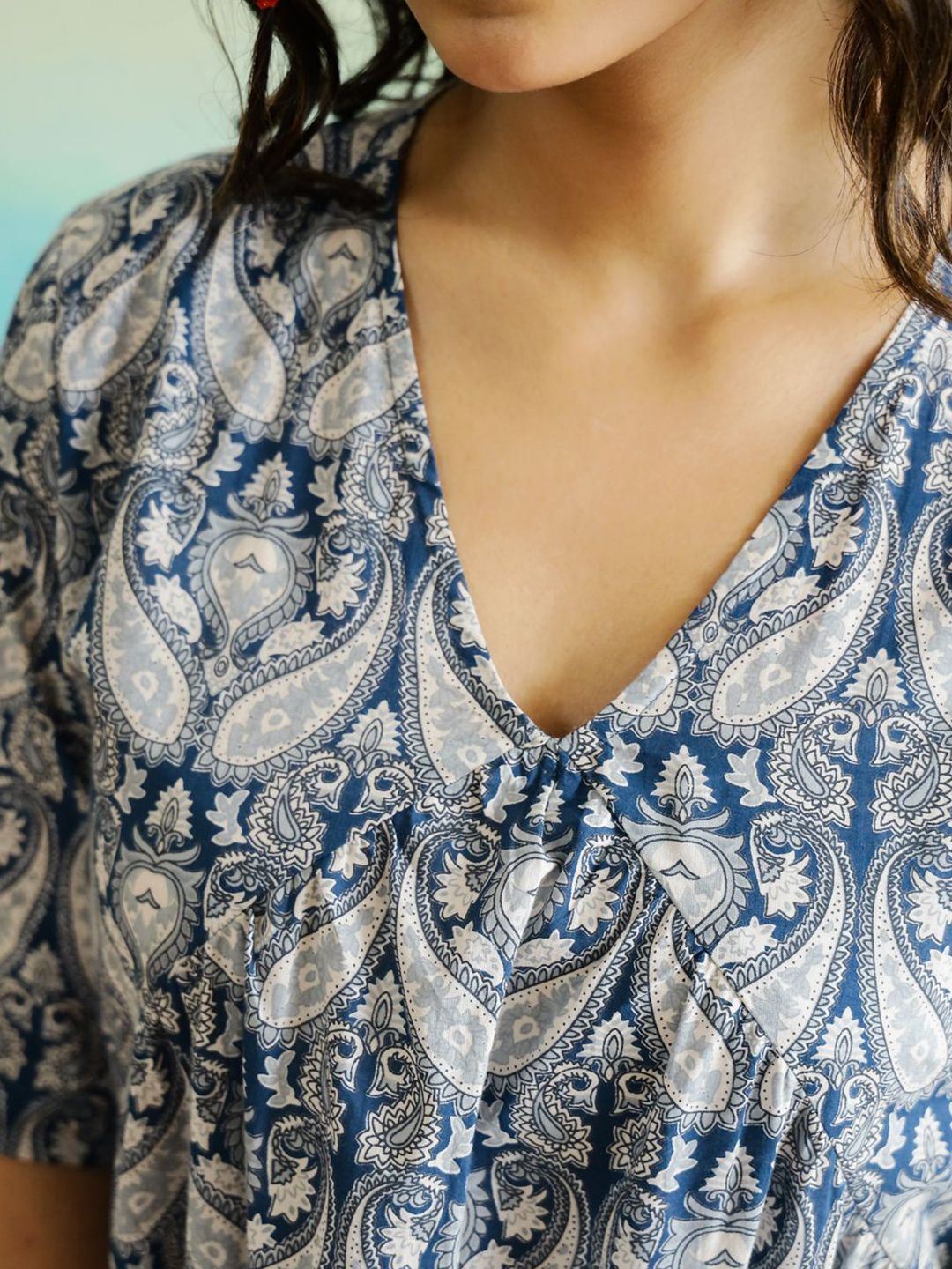 SANSKRUTIHOMES Women Ethnic Motifs Printed Pure Cotton Top