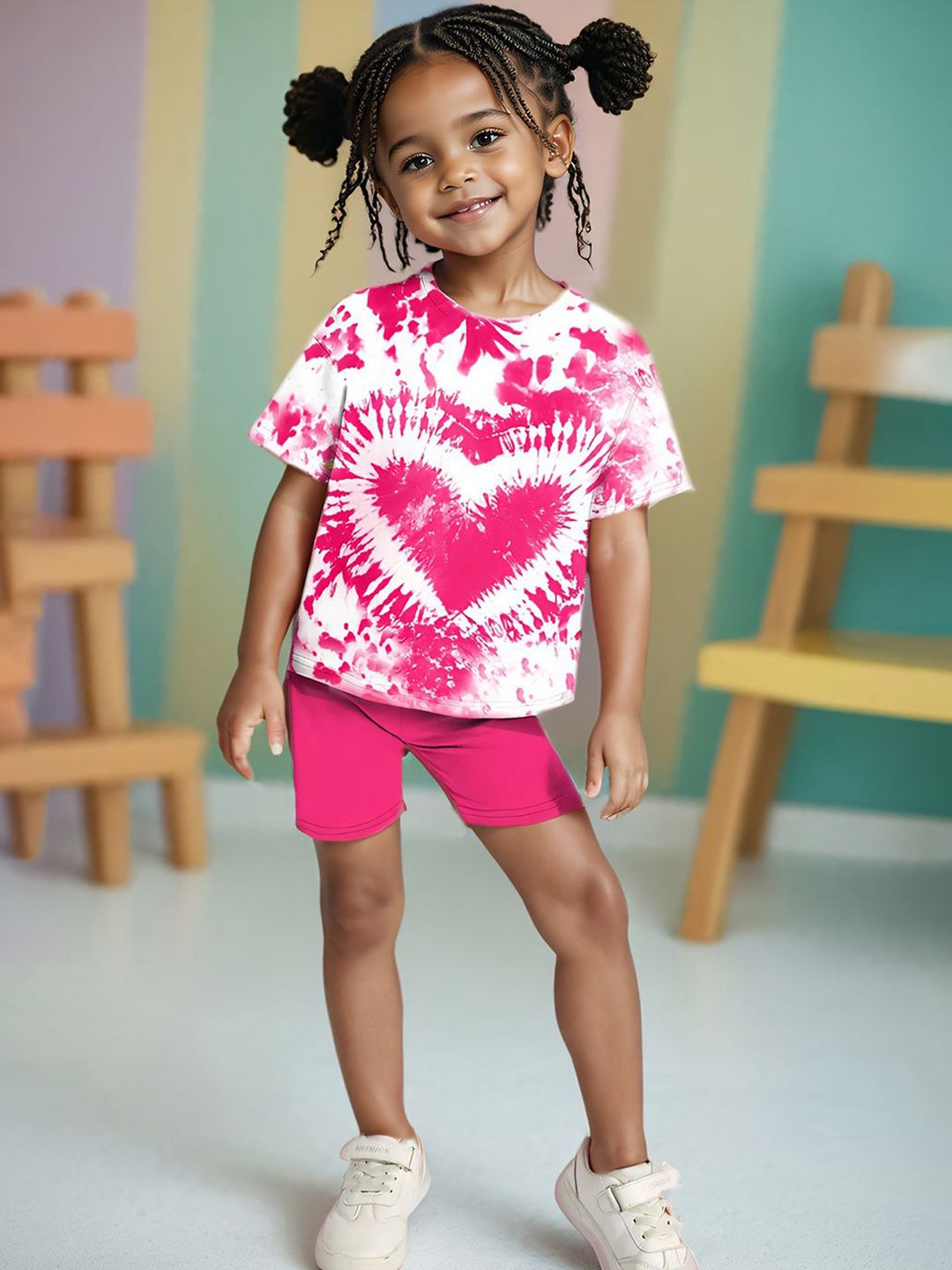 YK Girls Printed Top With Shorts