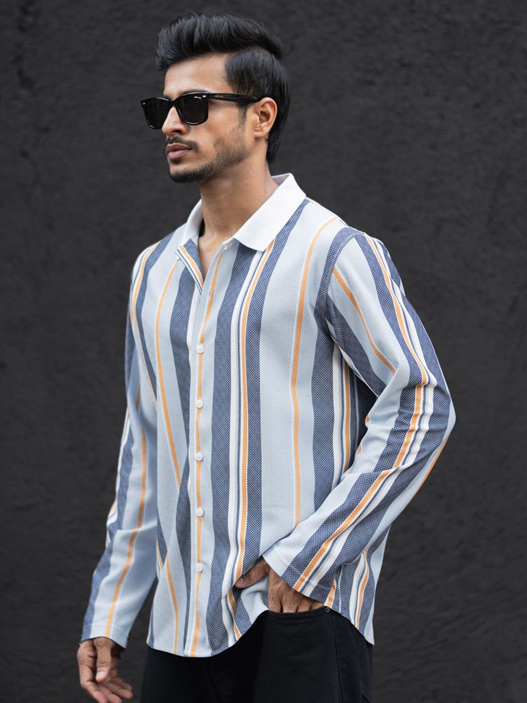 Powerlook Men Striped Polo Collar T-shirt