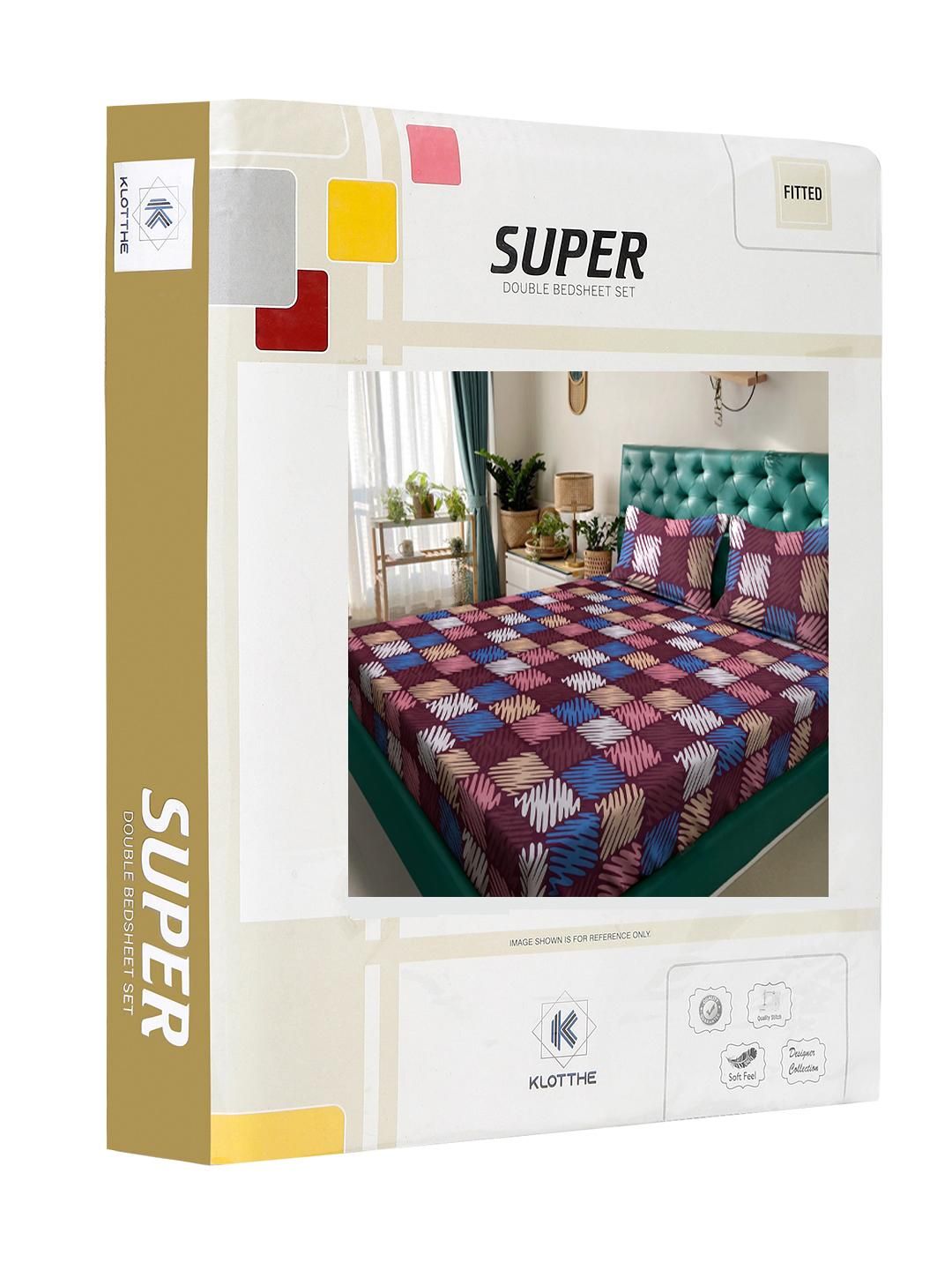 KLOTTHE Multicoloured 300 TC Polycotton Fine King Bedsheets