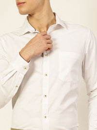 Thomas Scott Men Smart Cutaway Collar Solid Cotton Formal Shirt